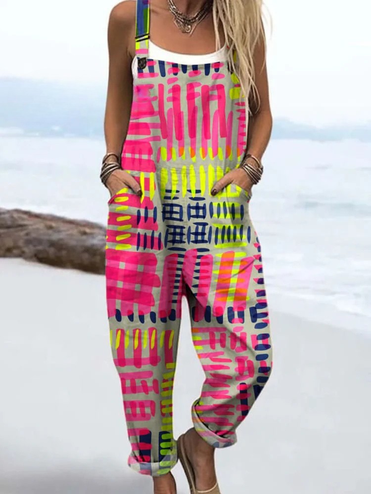 Vexa — Neon Brushstroke Overalls for Women