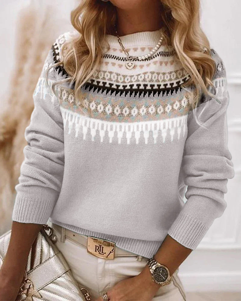 Eveline – Nordic Pattern Knit Sweater for Women