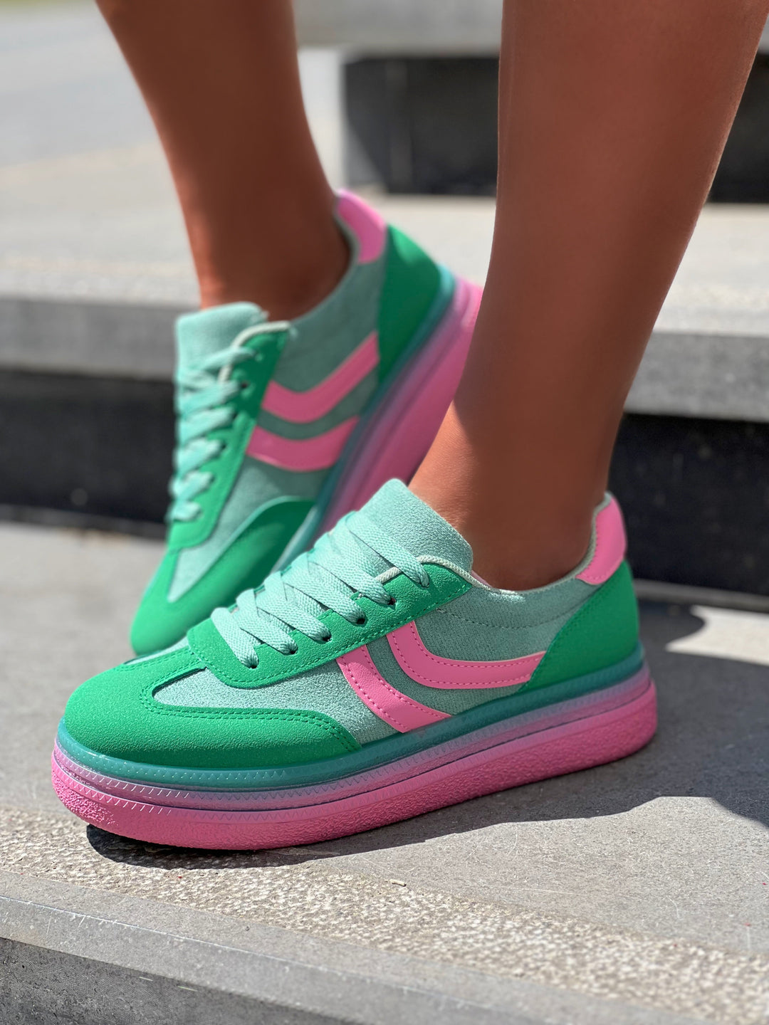 Abena – Colorburst Suede Green Sneakers for Women