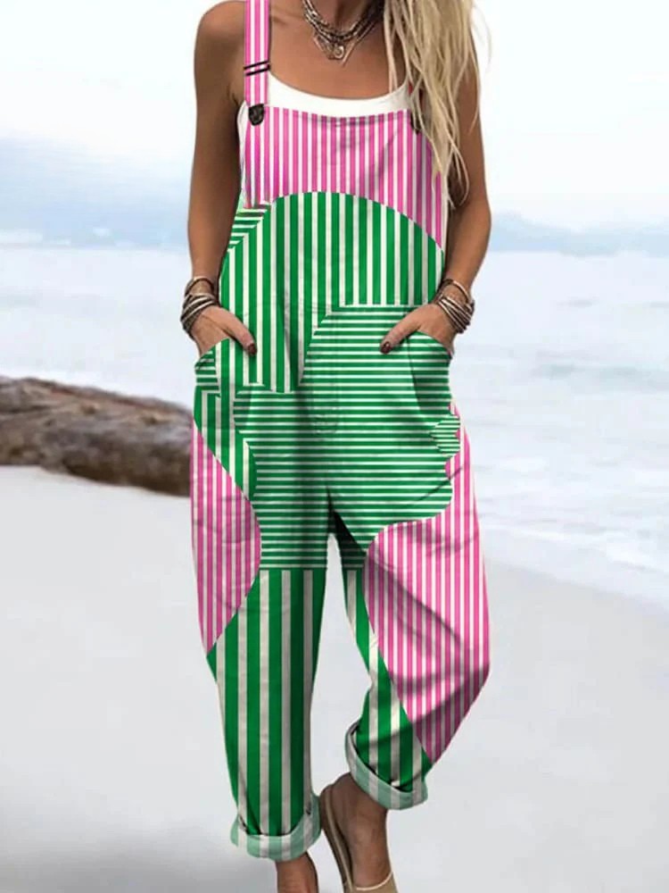 Zelira — Bold Stripe Art Overalls for Women