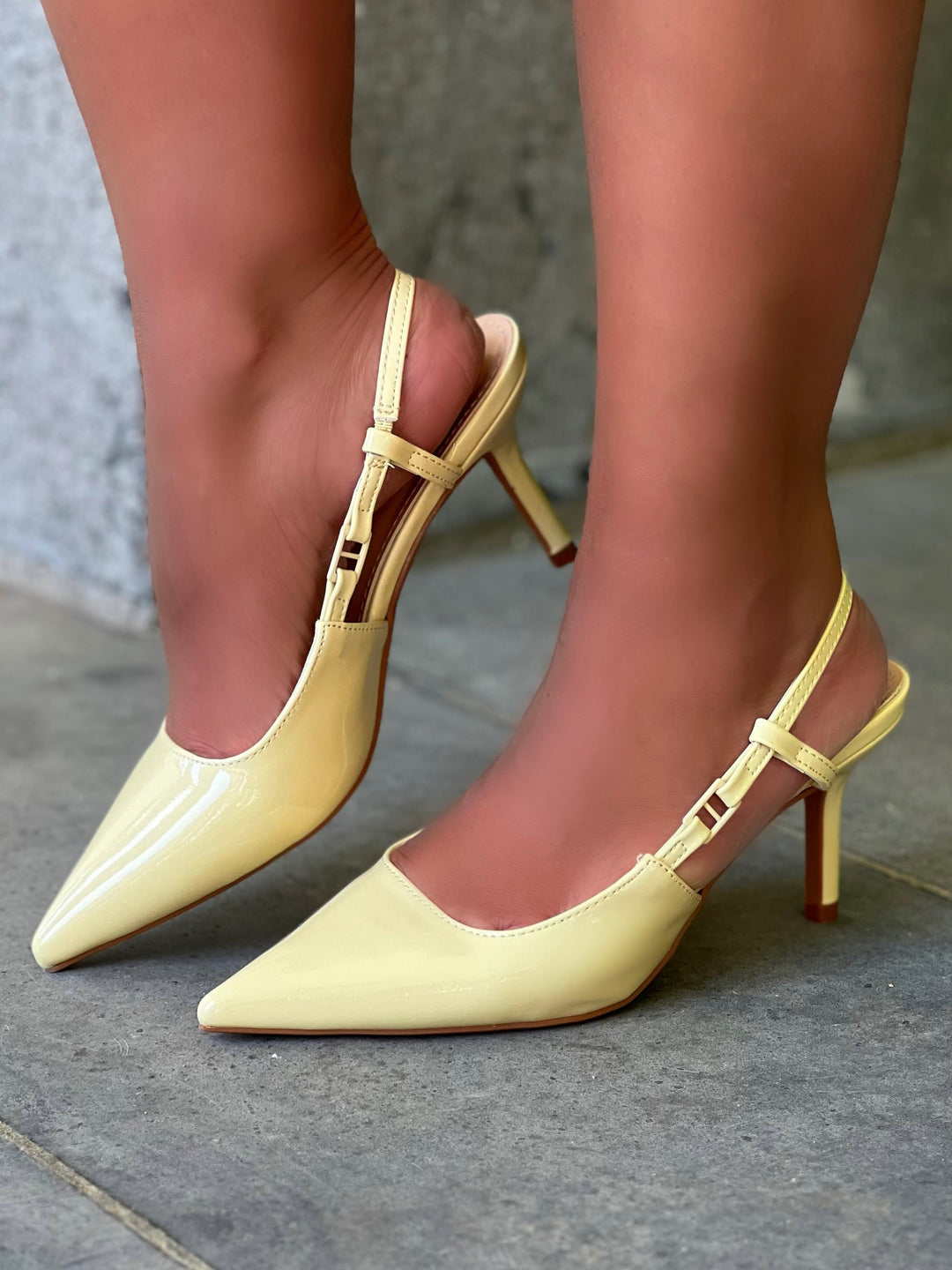 Selara – Patent Slingback Yellow Heels for Women