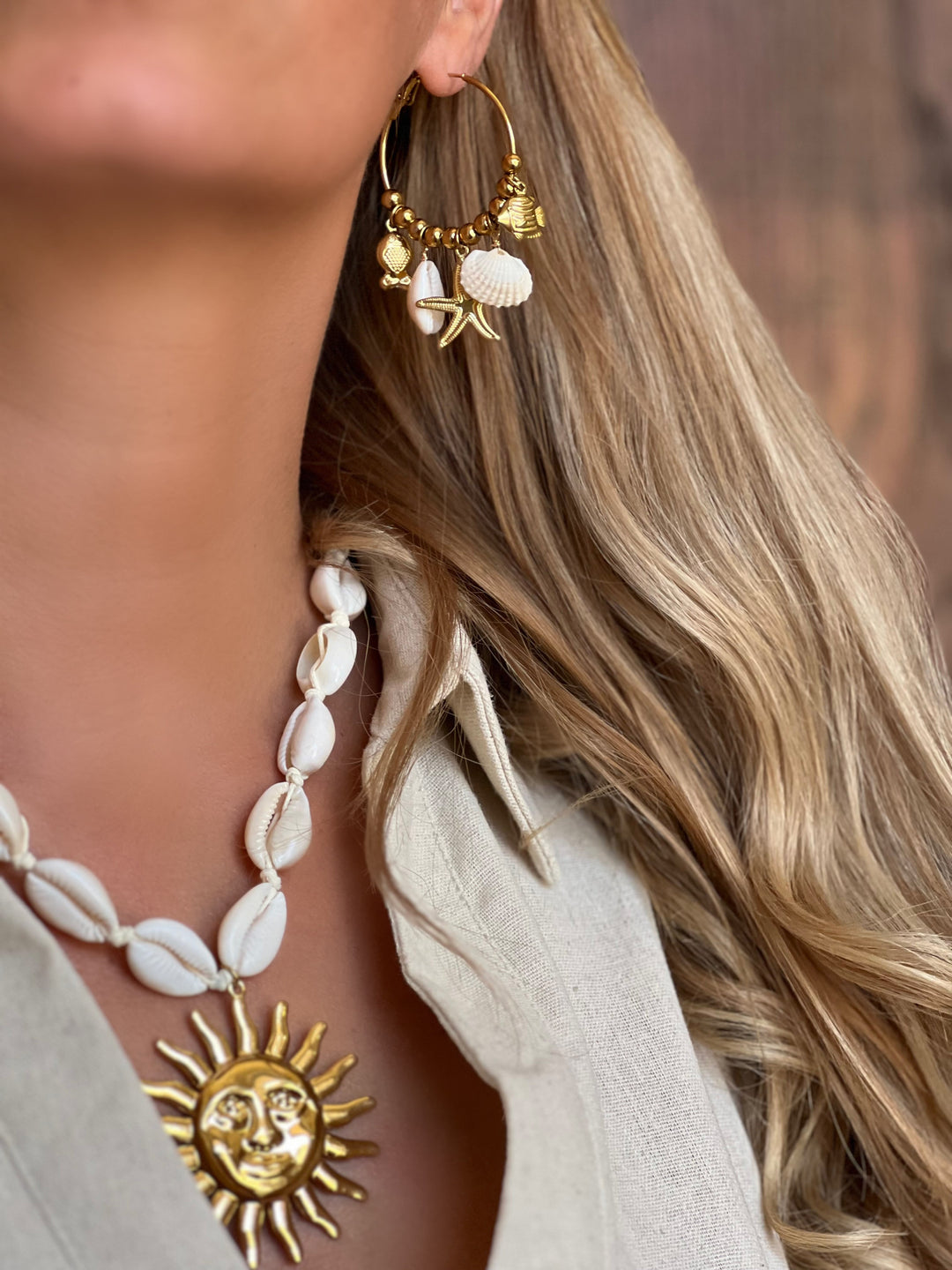 Maréla – Gold Coastal Charm Hoop Earring