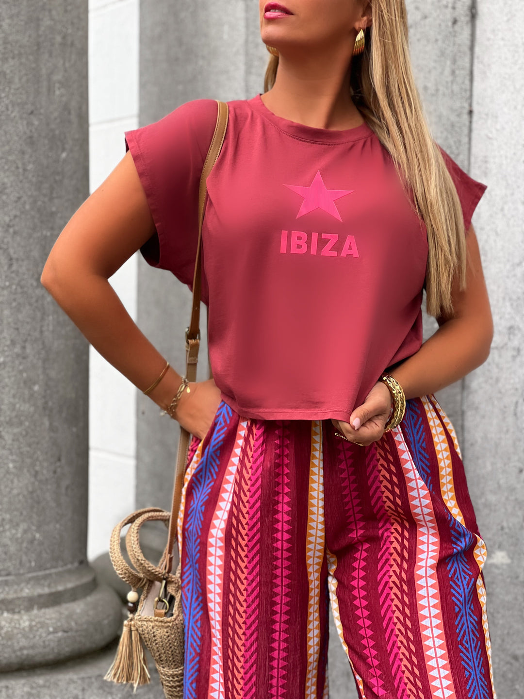 Marza – “Ibiza” Star Print Relaxed Tee for Women