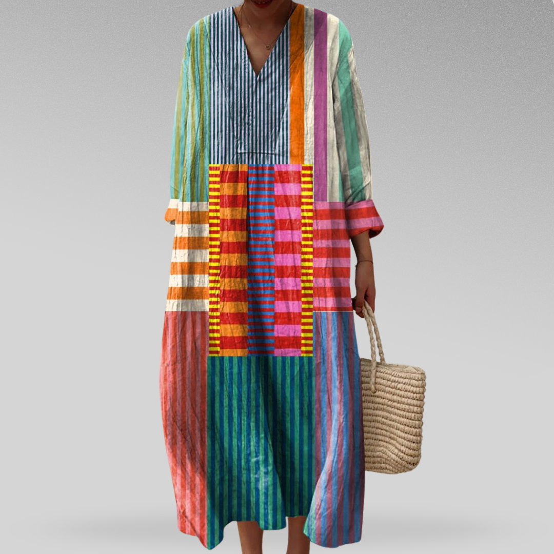 Zerina – Multicolor Patchwork Maxi Dress