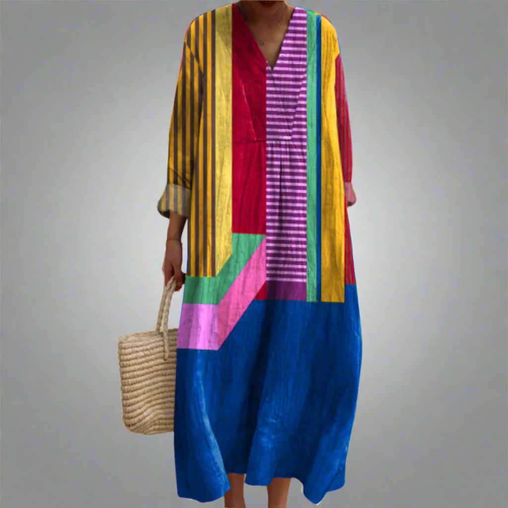 Magdalena – Colorblock Boho Maxi Dress