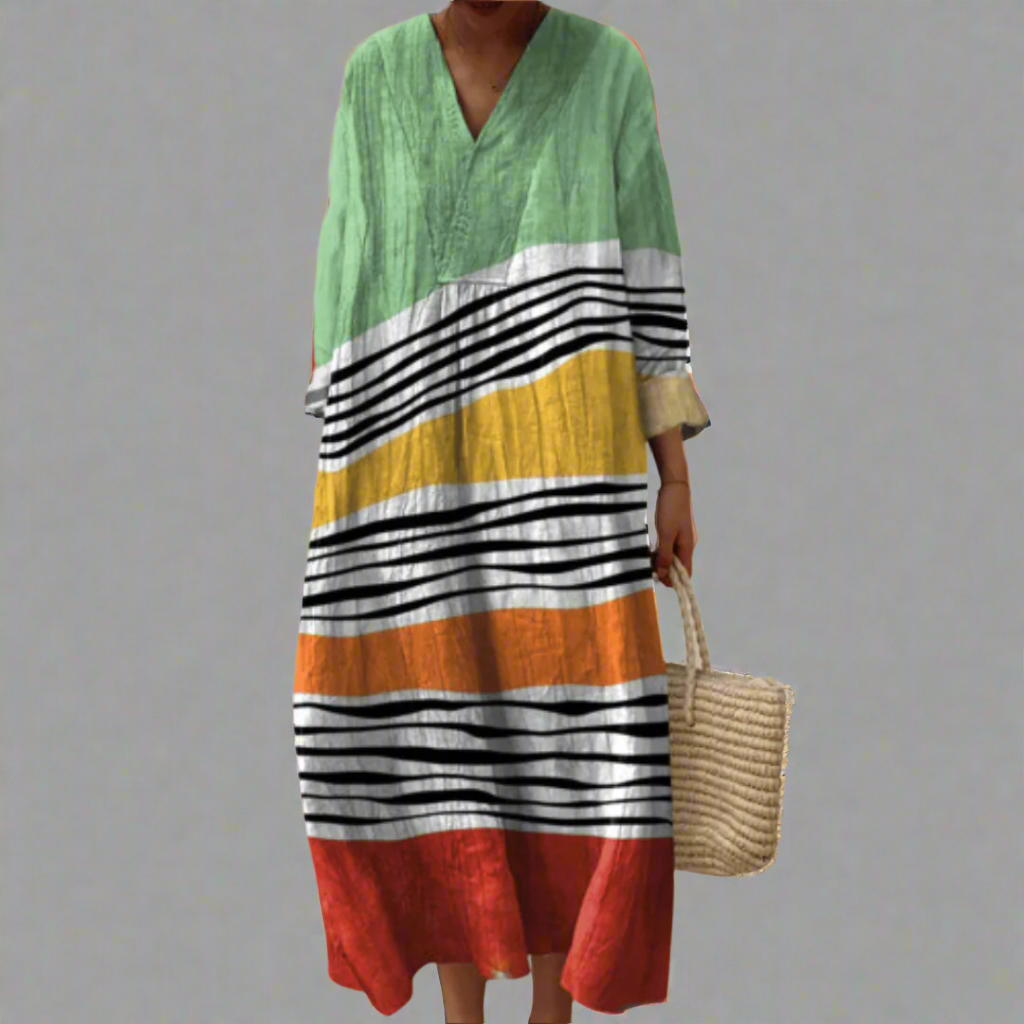 Loda – Sunset Stripes Cotton Dress