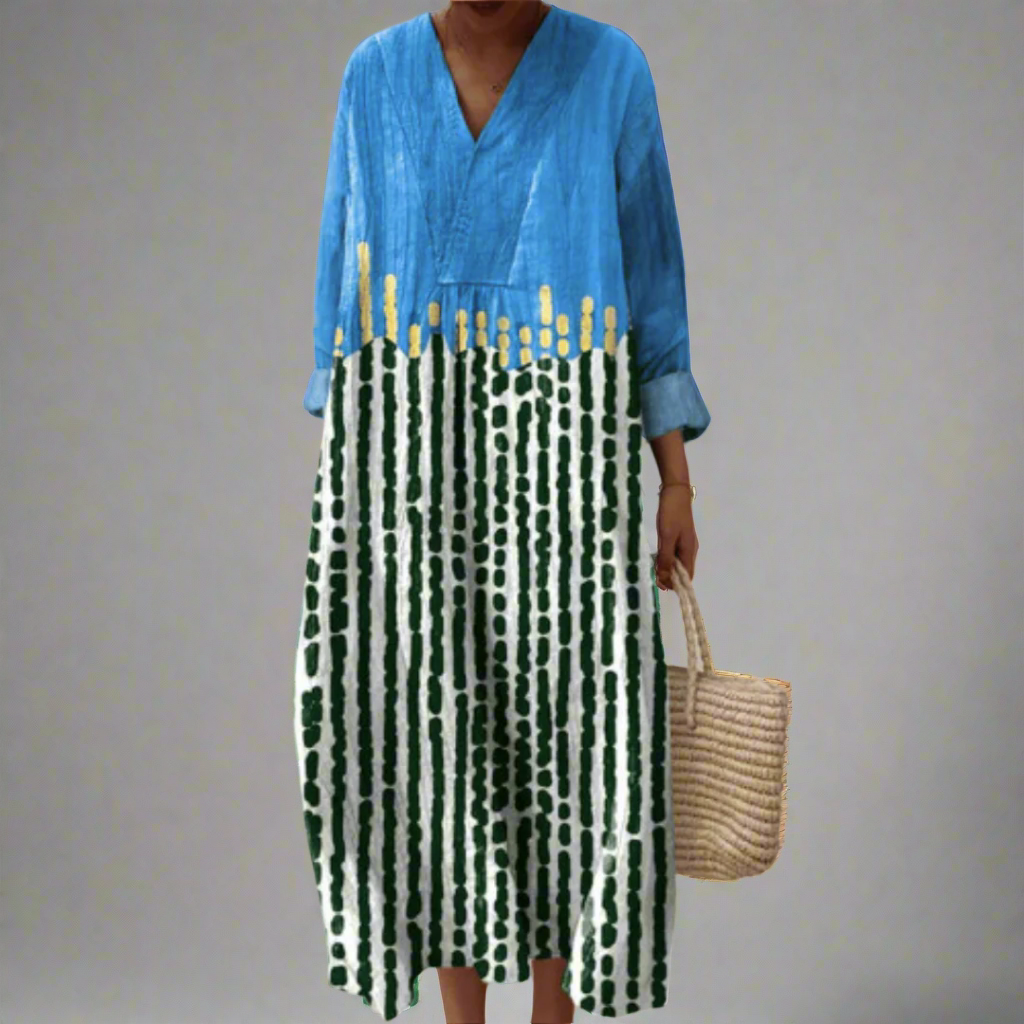 Lena – Ocean Breeze Abstract Midi Dress