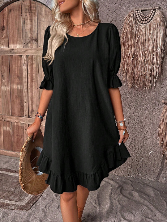 Aria – Ruffle-Hem Casual Tunic Dress