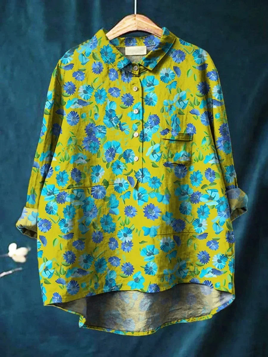 Carya – Blue Bloom Overshirt for Women