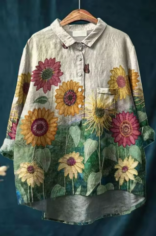 Zinnia – Garden Bloom Linen Shirt for Women