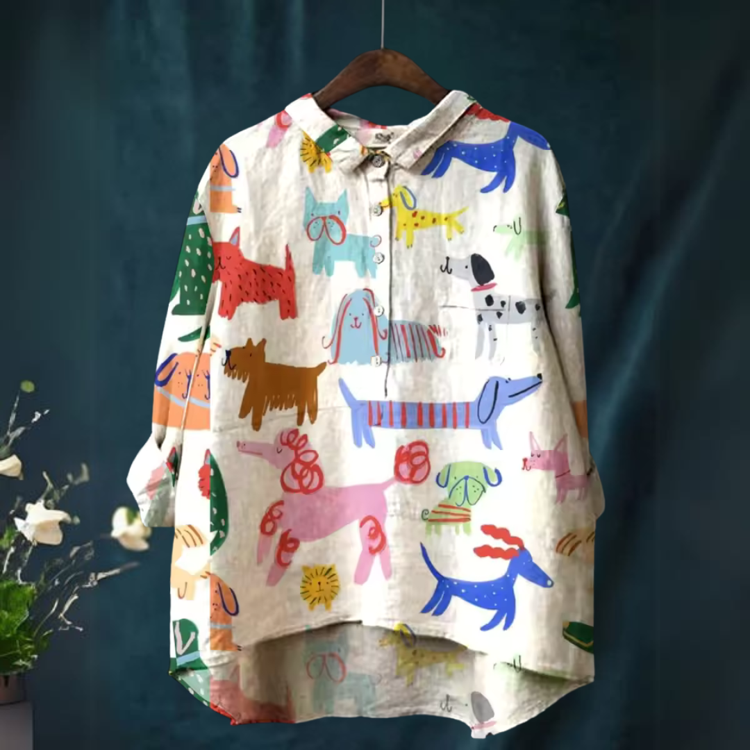 Yappi – Colorful Canine Pop Shirt for Women