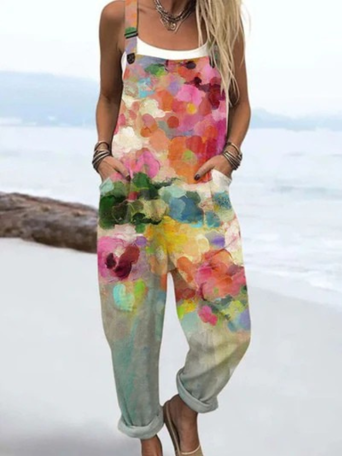 Aurela — Watercolor Bloom Overalls for Women