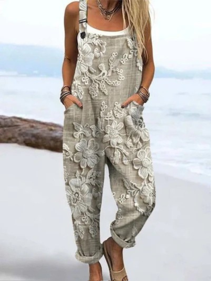 Elvara — Embroidered Linen Overalls for Women