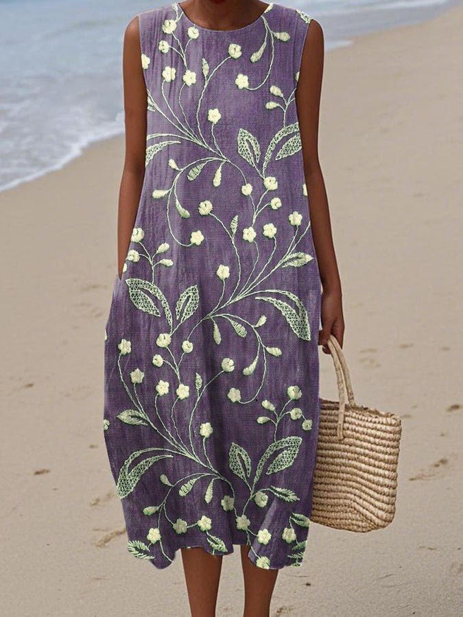 Janina – Sleeveless Bloom Midi Dress