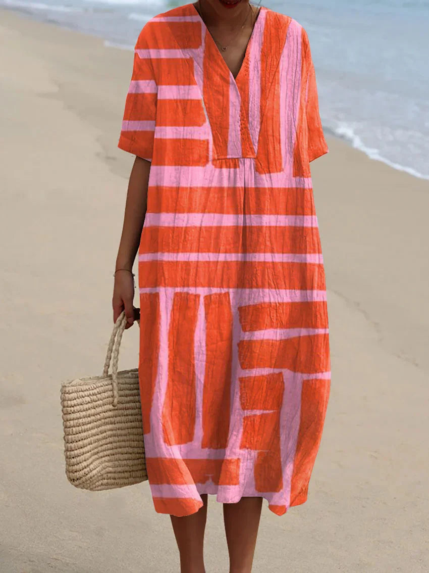 Veya – Geometric Breeze Linen Dress