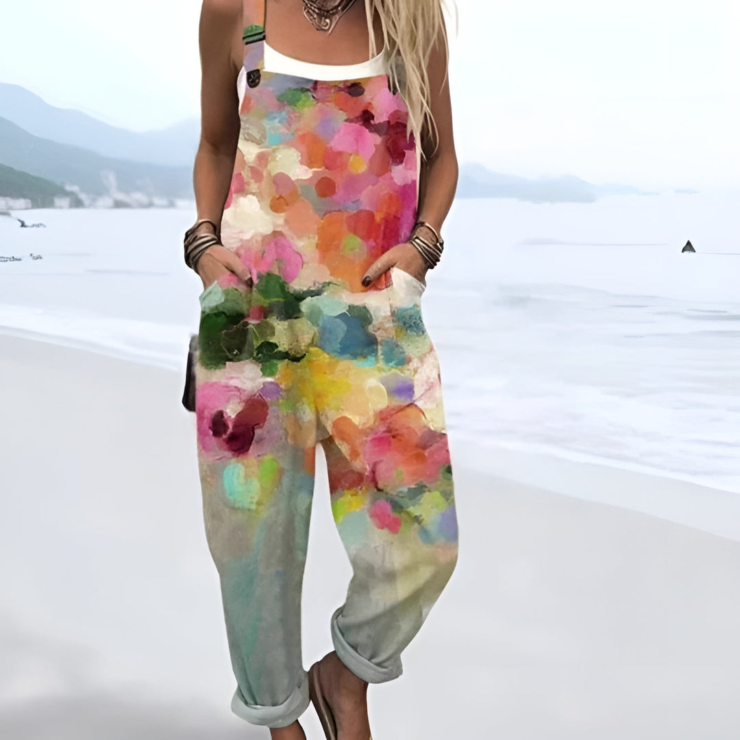 Vivellia – Abstract Watercolor Splash Overalls for Women