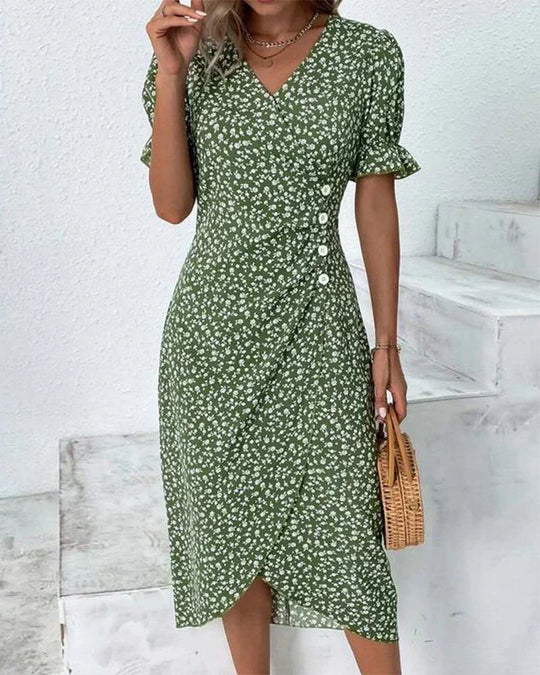 Celia – Soft V-Neck Floral Midi Dress