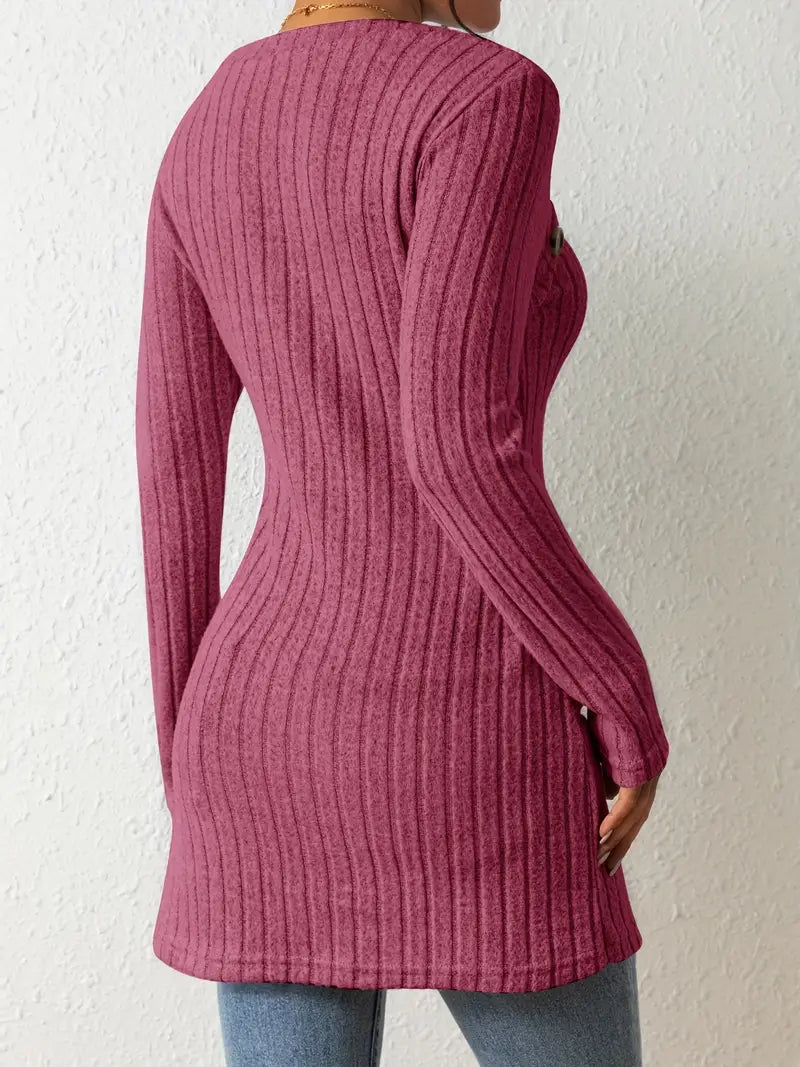 Virellia – AsymKnit Button-Drape Sweater
