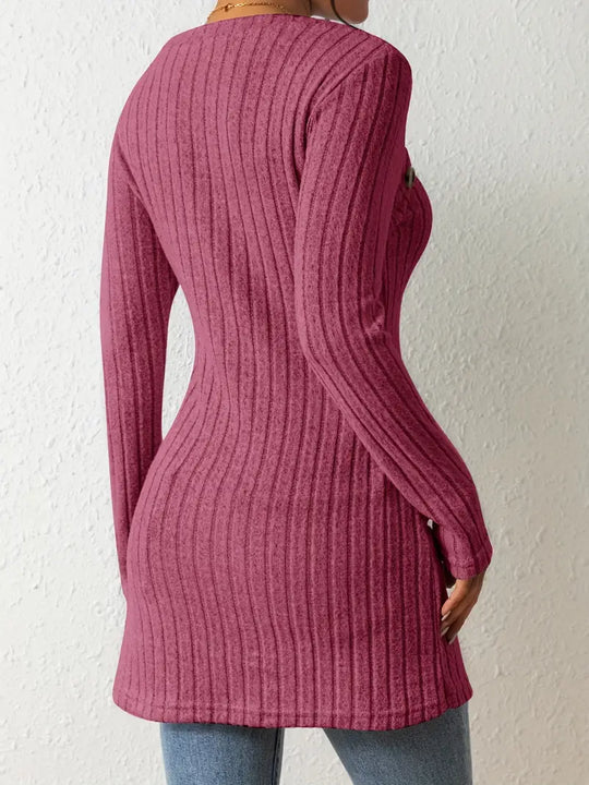 Virellia – AsymKnit Button-Drape Sweater