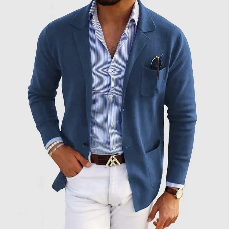 Dominic – Blue Slim Fit Knit Blazer for Men