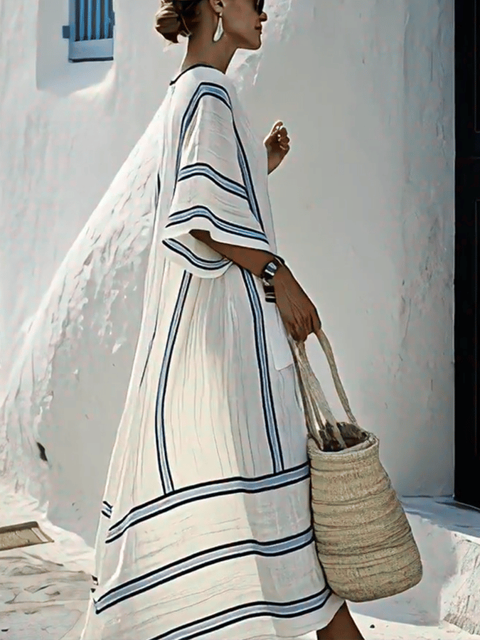 Athea – Striped Boho Maxi Kaftan for Women