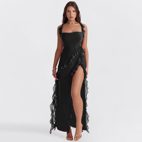 Alyson – Ruffle-Edge Side-Slit Dress for Women