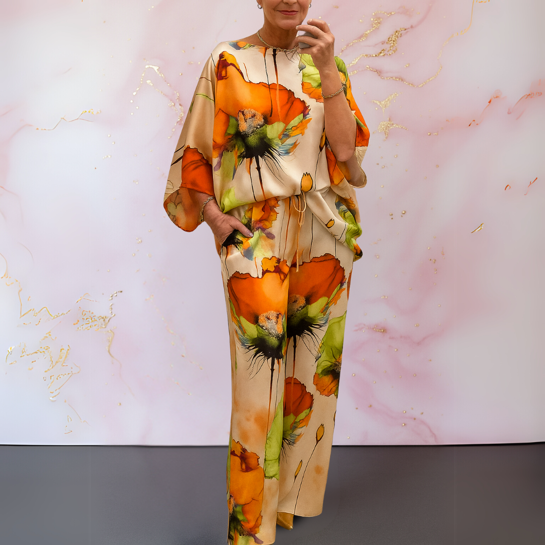 Jeacebelle – Satin Printed Lounge Set for Women