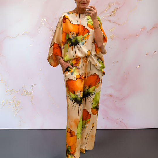 Jeacebelle – Satin Printed Lounge Set for Women
