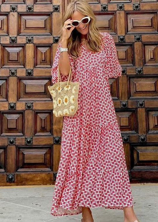 Cree – Printed Boho Midi Dress for Women