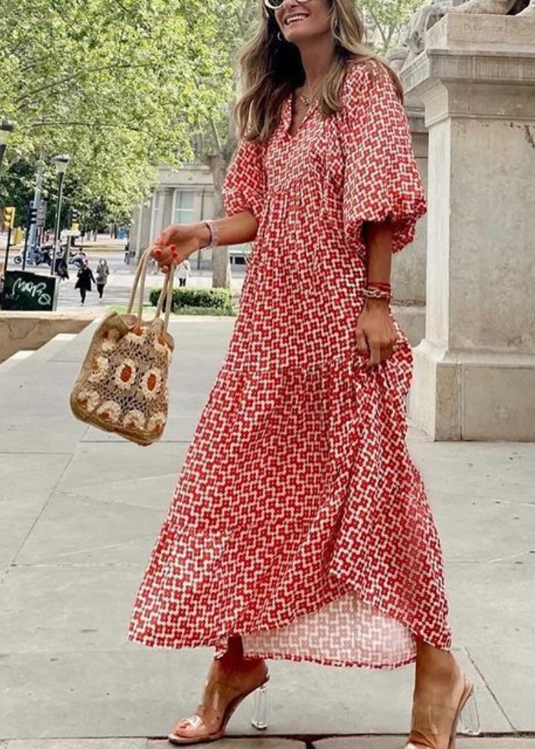 Cree – Printed Boho Midi Dress for Women