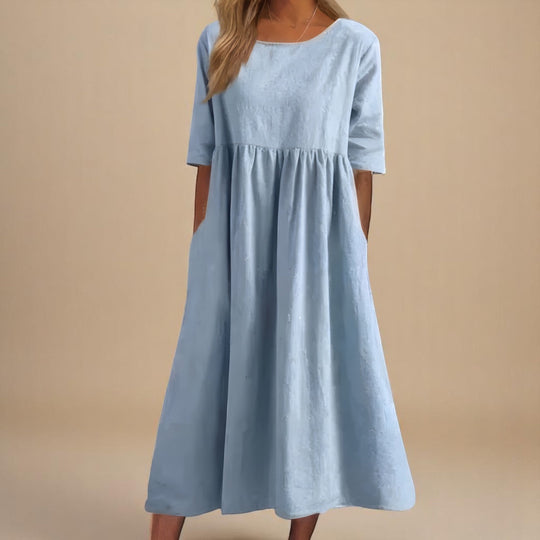 Gisela – Linen Blend Casual Midi Dress