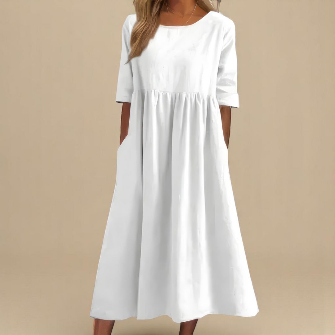 Gisela – Linen Blend Casual Midi Dress