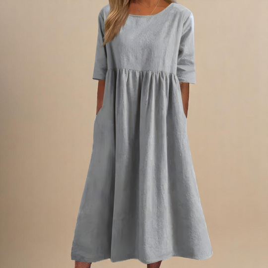 Gisela – Linen Blend Casual Midi Dress