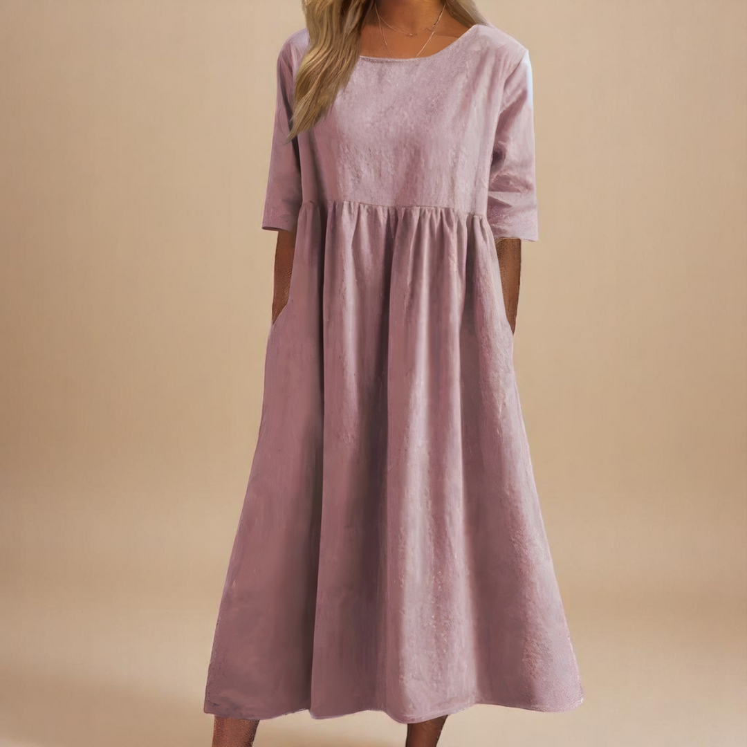 Gisela – Linen Blend Casual Midi Dress