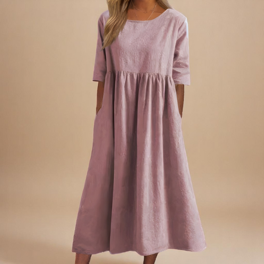 Gisela – Linen Blend Casual Midi Dress