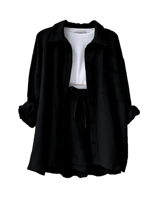 Averra – Textured Lounge Shirt & Shorts Set for Women