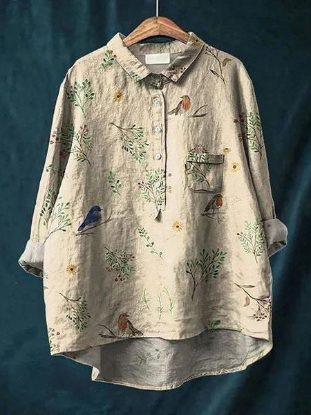 Violae – Artistic Bloom Button-Up Blouse
