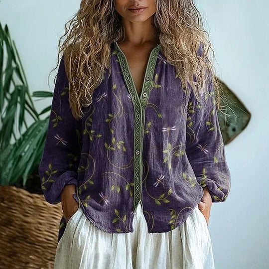 Mandi – Floral Linen Blouse for Women