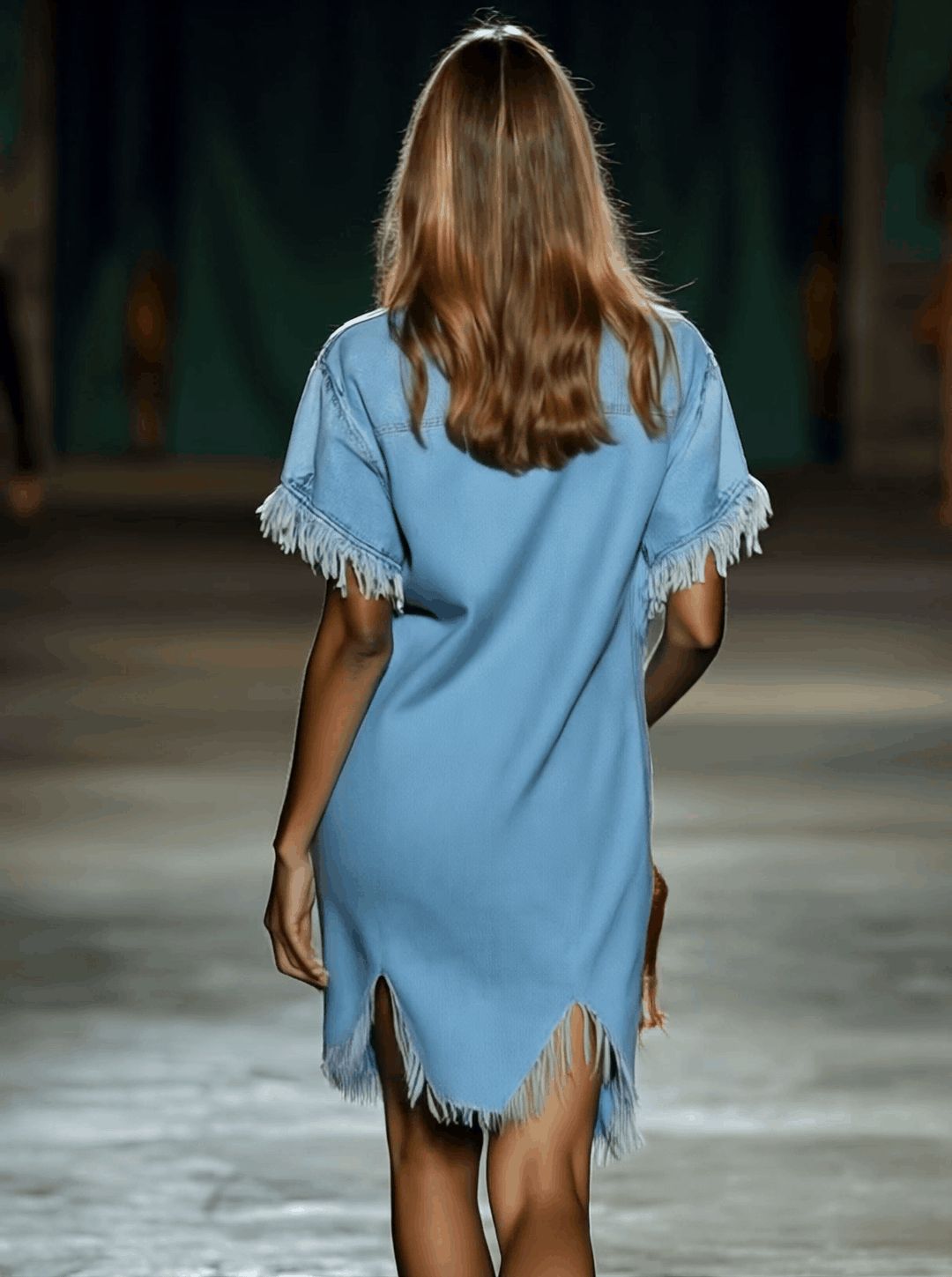 Haisley – Fringe Denim Shirt Dress