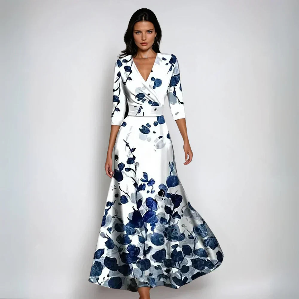 Sorelia – Printed Elegance Wrap Maxi Dress