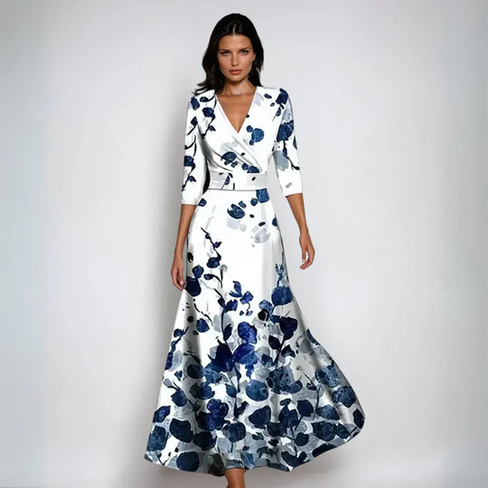 Sorelia – Printed Elegance Wrap Maxi Dress