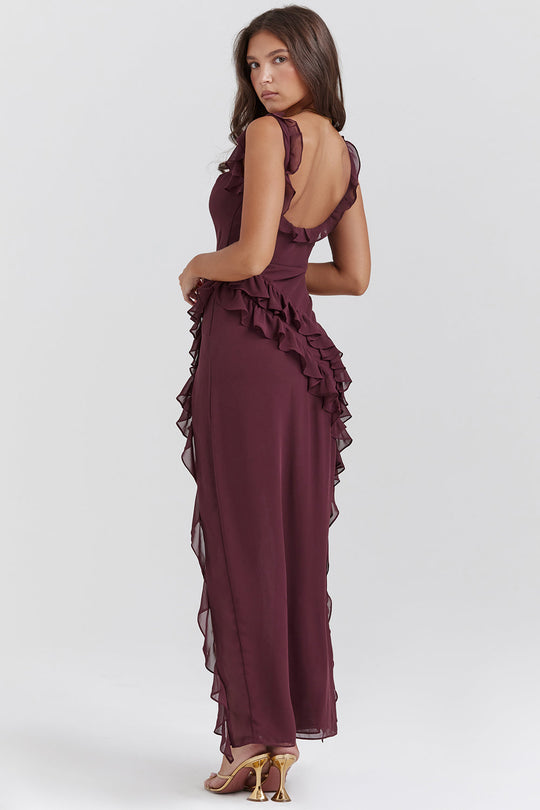 Alyson – Ruffle-Edge Side-Slit Dress for Women