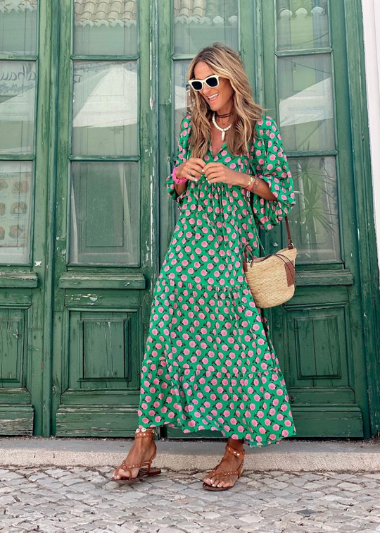 Cree – Printed Boho Midi Dress for Women