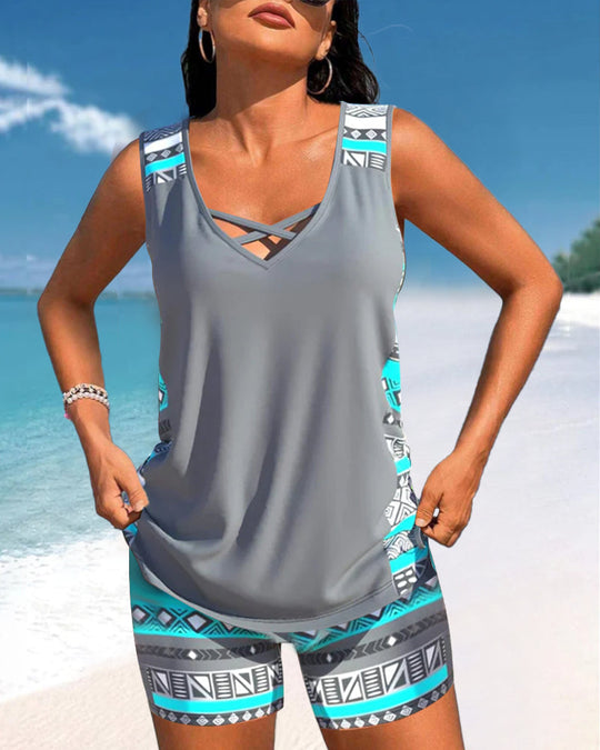 Coral – Boho Breeze Tank & Shorts Set for Women