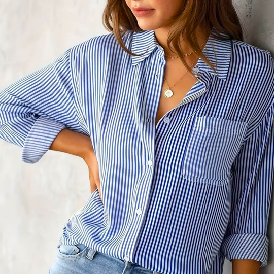 Margaretha – Striped Button-Up Cotton Shirt for Women