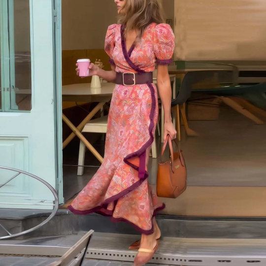 Elin | Summer Boho Dress with Belt and V-neck