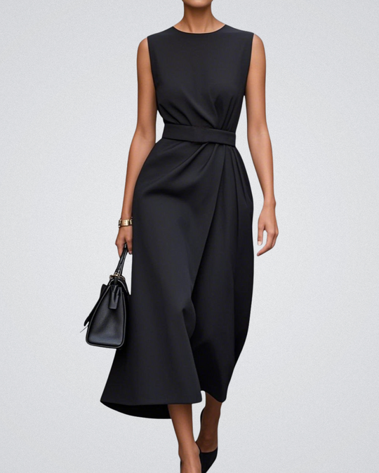 Andrea – Sculpted Sleeveless Asymmetric Midi Dress for Women