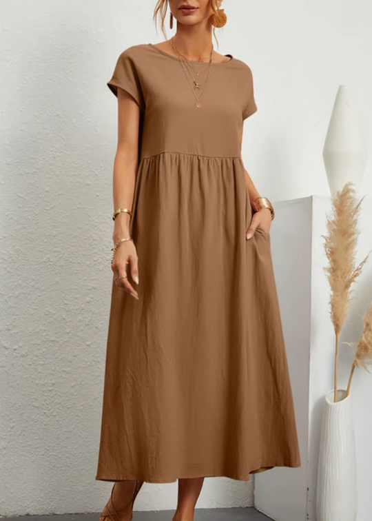Margherita – Casual Cap Sleeve Cotton Maxi Dress for Women