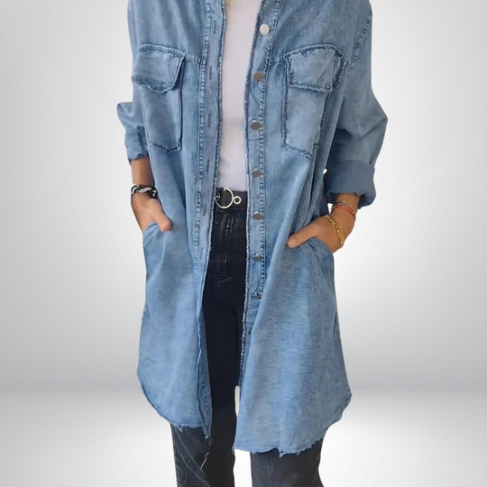 Denvira – Longline Denim Shirt Dress for Women