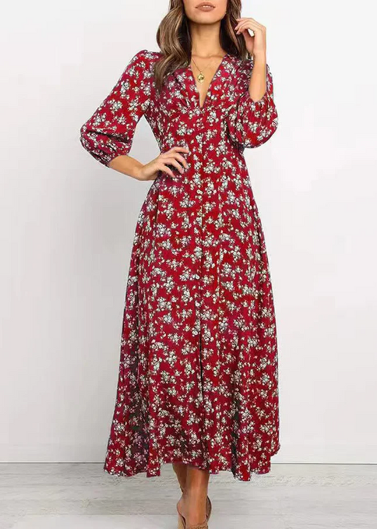 Izzy – Floral Long Sleeve Boho Maxi Dress for Women